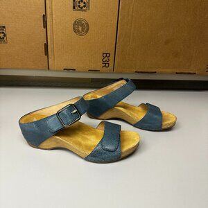 Dansko Tanya Wedge Sandals - blue/tan - size 40